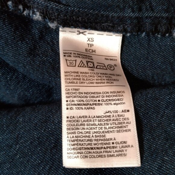 Old Navy Chambray Dress XS Dark Wash Blue Denim Button Up Short Sleeve - Picture 7 of 9